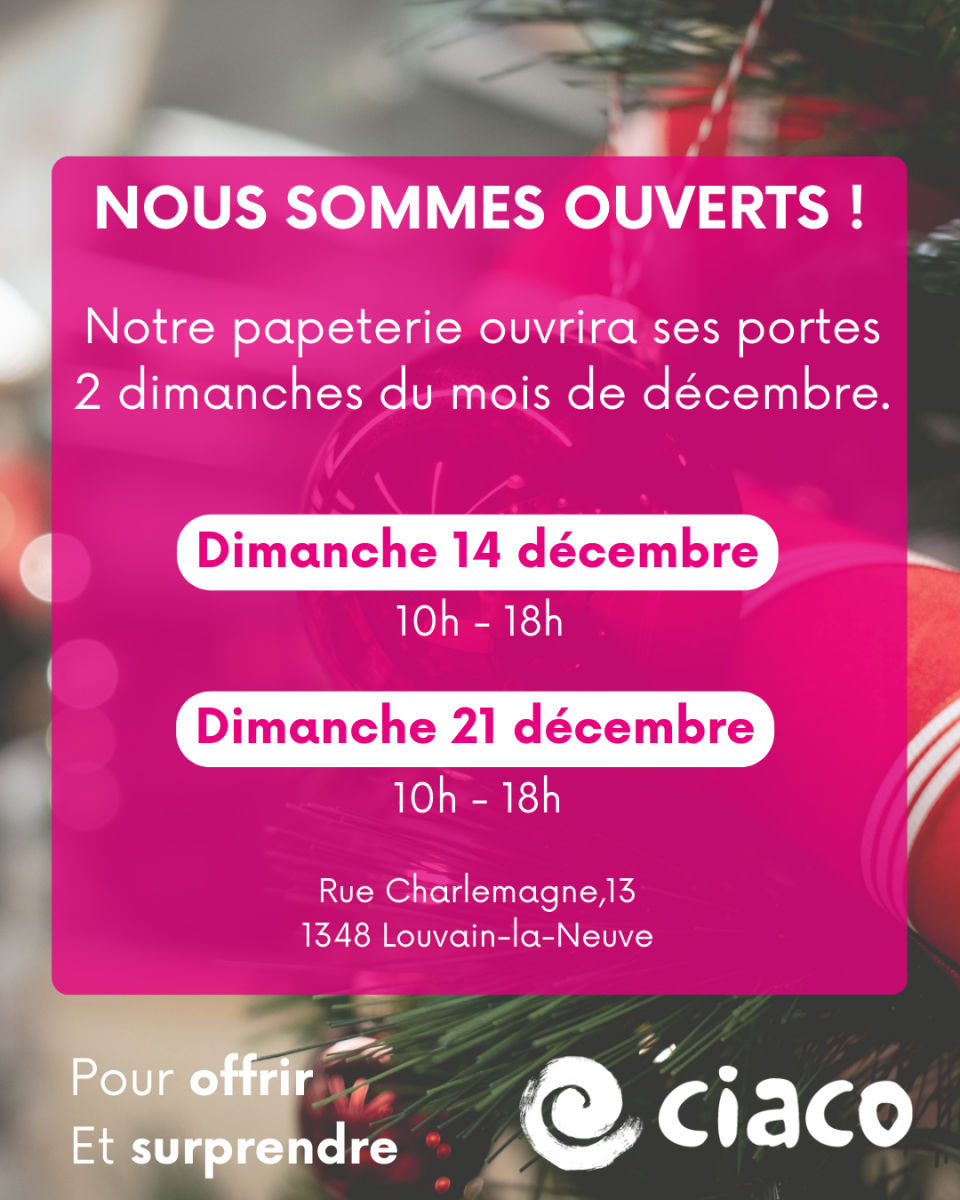 Ouverture les dimanches de décembre